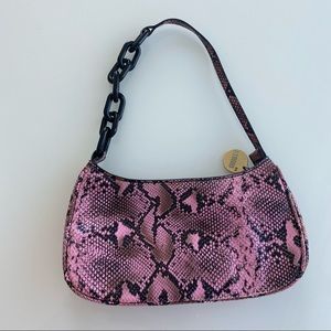 Studio 33 Snake Print Black & Pink Shoulder Bag